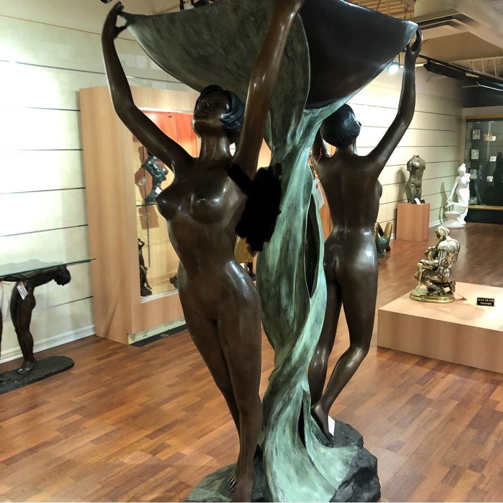 Elegant Bronze Sculpture with Green Accents